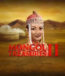 Step into the vibrant heritage of Mongolia with Mongol Treasures 2 slot by Endorphina, featuring a stunning Mongolian woman dressed in traditional attire against a sunset-lit Mongolian steppe backdrop. This graphic portrays the essence of Mongolian tradition, providing a memorable visual adventure. 